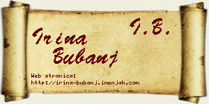 Irina Bubanj vizit kartica